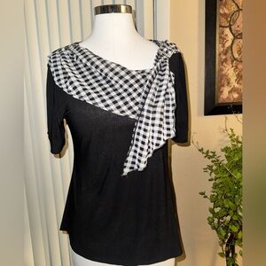 Vintage Asymmetrical Gingham Drape Top Fashion One USA